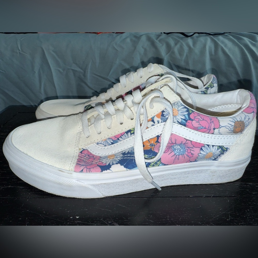 Vans White and Floral Sneakers